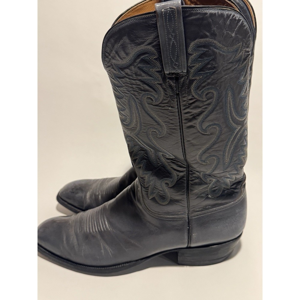 Lucchese Bluish Gray Leather Boots Mens 14B Vintage